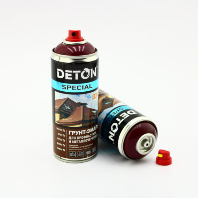 Deton RAL 3005 DETON SPECIAL - Primer-enamel for metal tiles - Red wine - Aerosol, 520 ml DTN-A07290 – buy in Petropavlovsk | carpaint.kz